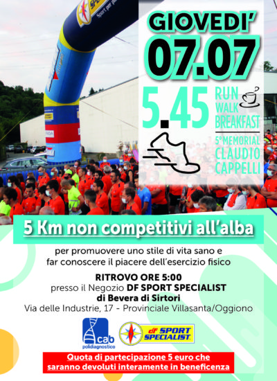 Run, Walk, Breakfast 5.45 – 5° Memorial Claudio Cappelli